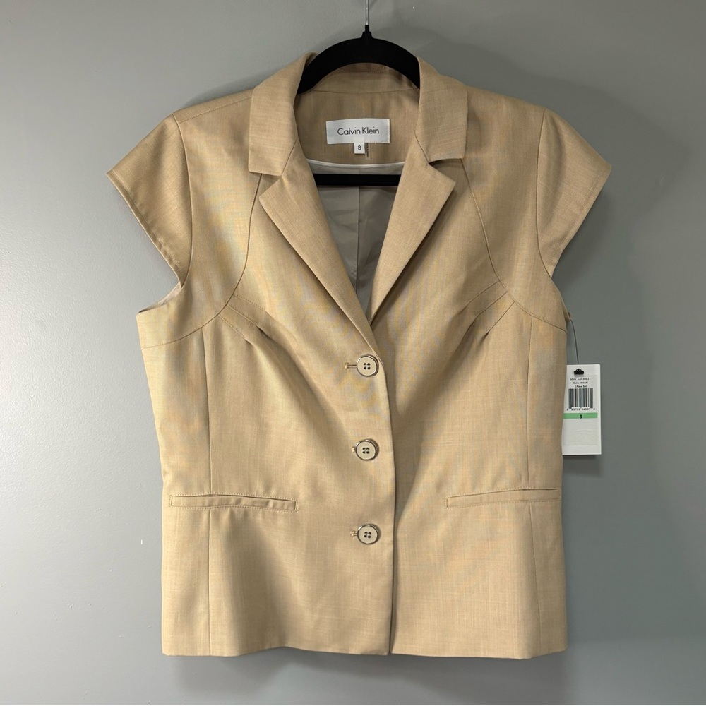 Calvin Klein | NWT Tan Sleeveless Vest Blazer Women’s Size 8